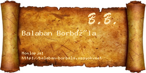 Balaban Borbála névjegykártya